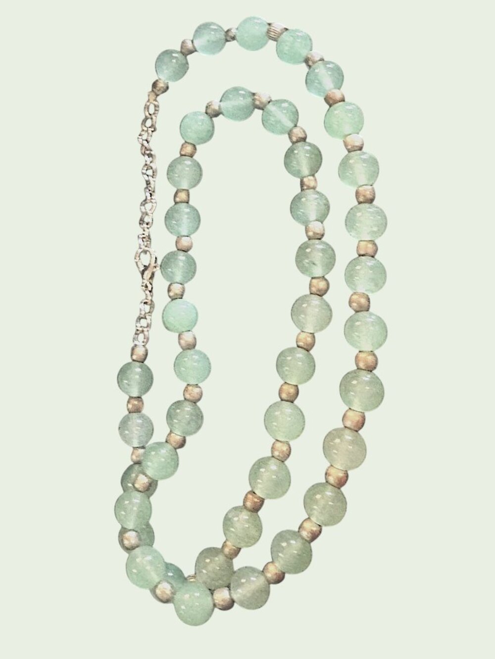 205 Carats Natural Single Strand Green Jade Round Shape Beaded Necklace